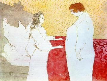 Elles: Woman In Bed, Profile, Getting Up Artwork by Henri de Toulouse-Lautrec