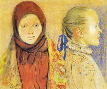 Two Girls Artwork by Stanislaw Wyspianski