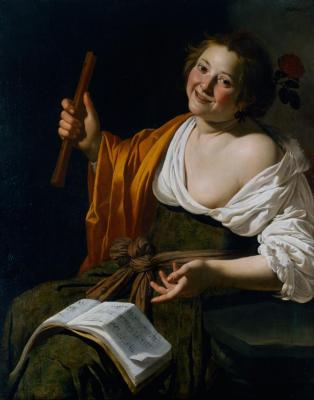 Girl With A Flute Artwork by Jan van Bijlert