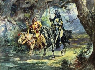 Knight and Jester Artwork by Charles Marion Russell