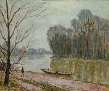 Banks of the Loing, Winter Artwork by Alfred Sisley