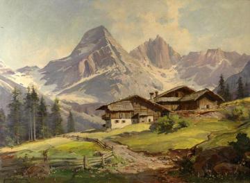 Landscape From Tirolian Alps With A Mountain Cottage Artwork by Heinz Pinggera