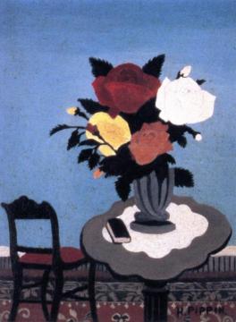 Roses With Red Chair Artwork by Horace Pippin