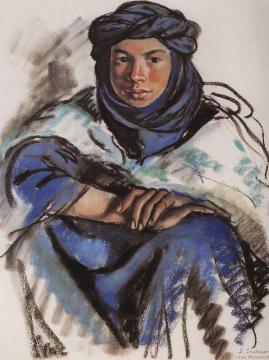 Moroccan in blue Artwork by Zinaida Serebriakova