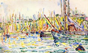 The Harbor in Groux Artwork by Paul Signac