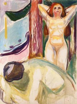 Naked Couple on the Beach Artwork by Edvard Munch