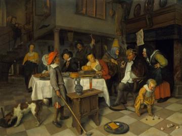 A Twelth Night Feast: "The King of Drinks" Artwork by Jan Steen