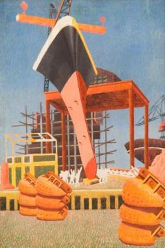 Ship Building Artwork by Edward Wadsworth