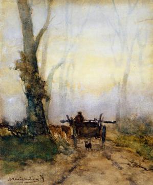 Man On A Cart In The Wood Artwork by Johan Hendrik Weissenbruch