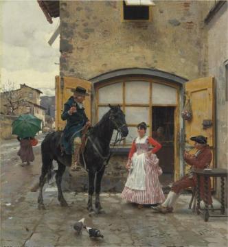 Stopping For A Drink Artwork by Raffaello Sorbi