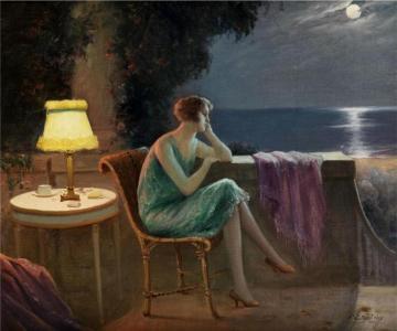 Young Woman On The Terrace Artwork by Delphin Enjolras