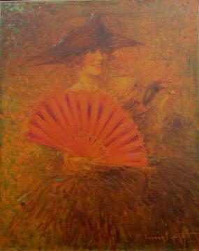 Woman With A Fan Artwork by Louis Icart