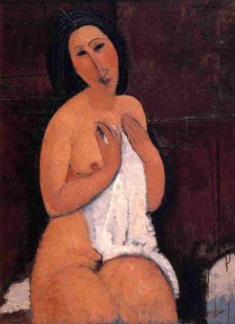 Seated Nude with Shift Artwork by Amedeo Modigliani