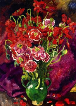 Red Flowers In A Vase Artwork by Louis Valtat