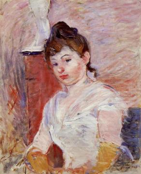 Young Woman in White Artwork by Berthe Morisot