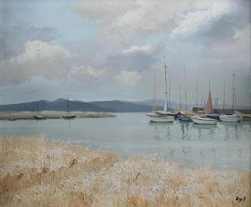 Wheat Field, Boats And Mountains Artwork by Marcel Dyf