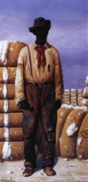 Netro Man With Cotton Bales, Holding A Cotton Hook Artwork by William Aiken Walker