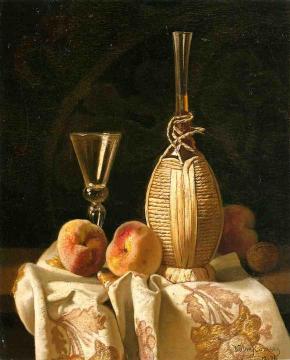 Still Life with Peaches and Wiine Artwork by Milne Ramsey