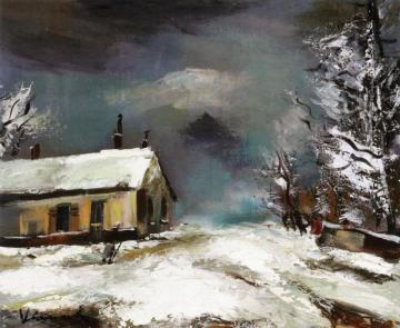 Snowy Scene Artwork by Maurice De Vlaminck