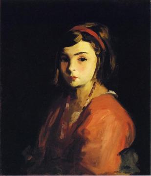 Little Girl In Red Artwork by Robert Henri
