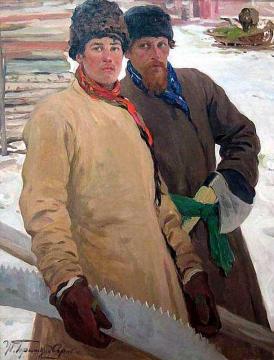 Woodcutters Artwork by Ivan Goryushkin-Sorokopudov