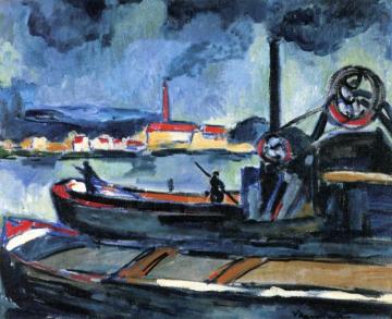Barges On The Seine At Chatou Artwork by Maurice De Vlaminck