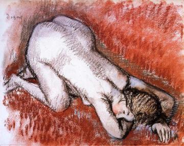 Kneeling Nude Artwork by Edgar Degas