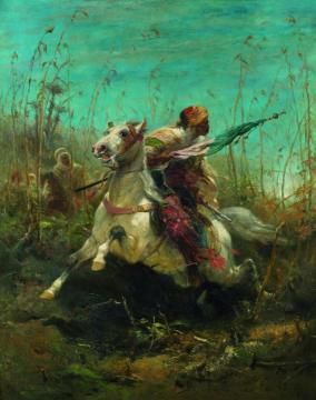 In Pursuit Artwork by Adolf Christian Schreyer