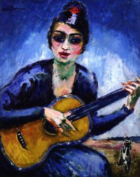 Woman With A Guitar Artwork by Kees Van Dongen