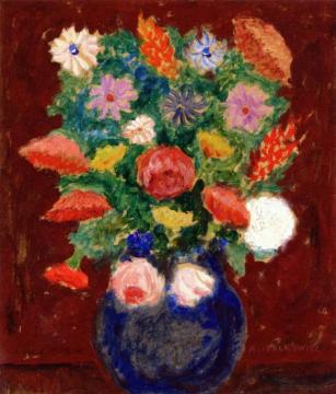 Blue Vase With Flowers Artwork by Abraham Walkowitz