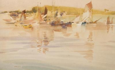 Fishing Boats In Calm Waters Artwork by Sir William Russell Flint