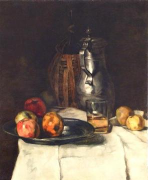 Still life mit Pewter Mug, Wineglass and Apple Artwork by Carl Eduard Schuch