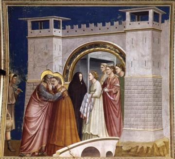 Scenes From The Life Of Joachim: 6. Meeting At The Golden Gate (cappella Scrovegni (arena Chapel), Padua) Artwork by Giotto di Bondone