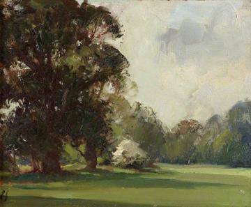 View of the Gardens at Anglesey Abbey: The South Lawn with Elm Trees Artwork by Edward Brian Seago