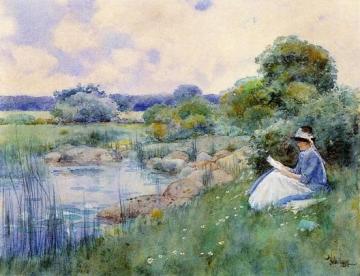 Woman Reading Artwork by Frederick Childe Hassam