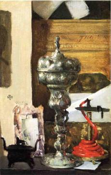 Silver Chalice, Japanese Bronze And Red Tapir Artwork by Julian Alden Weir