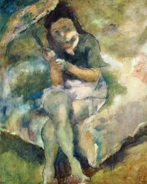 Woman with a Parasol Artwork by Jules Pascin
