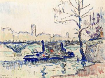 Paris, Pont Des Arts - Tug Boats Artwork by Paul Signac