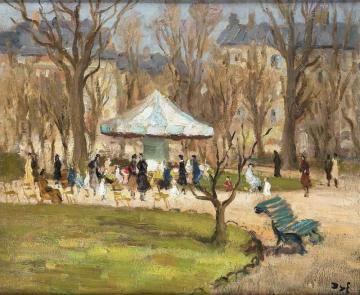 Carousel In The Garden Of Champs Elysees Artwork by Marcel Dyf