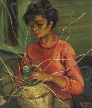 Gypsy Boy Weaving A Bottle Cover Artwork by Marcel Dyf