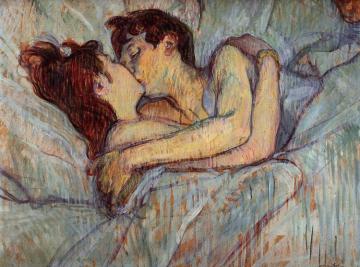 In Bed: The Kiss Artwork by Henri de Toulouse-Lautrec