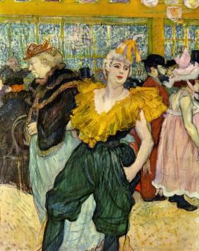 At The Moulin Rouge: The Clowness Cha-u-kao Artwork by Henri de Toulouse-Lautrec