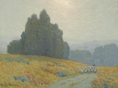 Shepard And His Flock In The California Hills Artwork by Granville Redmond