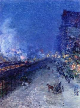 Sixth Avenue El - Nocturne Artwork by Frederick Childe Hassam