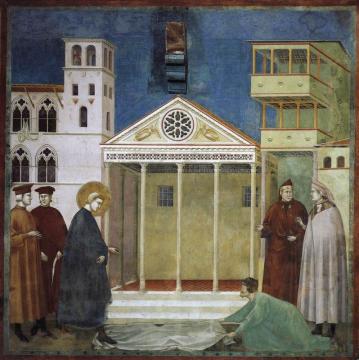 Legend Of St Francis: 1. Homage Of A Simple Man (upper Church, San Francesco, Assisi) Artwork by Giotto di Bondone