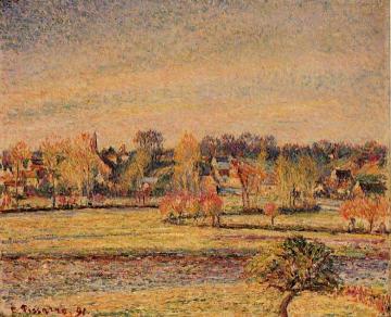 Frost, View fom Bazincourt Artwork by Camille Pissarro