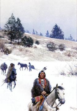 Indians In Winter - Moving Camp Artwork by Henry F. Farny