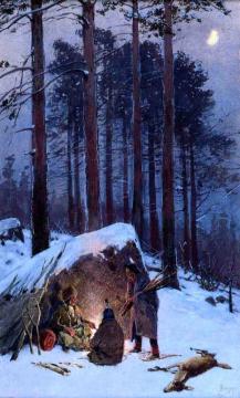 Moonlit Indian Encampment Artwork by Henry F. Farny