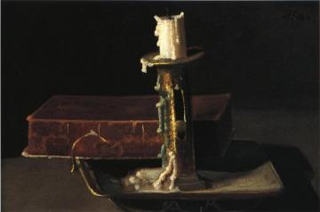 Still Life With Candlestick And Book Artwork by John Frederick Peto
