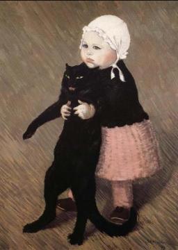 Girl With Cat Artwork by Theophile-Alexandre Steinlen